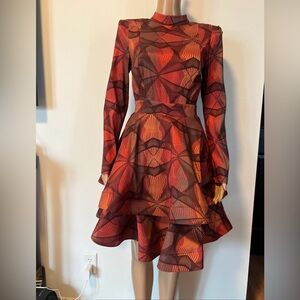 V2.   CQbyCQ Elegant Red Patterned Dress size small